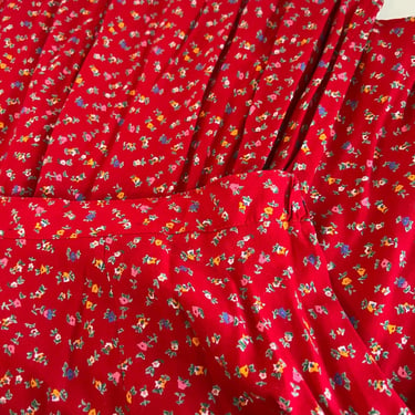 Clio Vintage 90s Red Mini Floral Rayon USA Made A Line Elastic Waist Skirt - M 