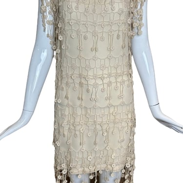 Biagotti Ditsy Cream Crochet Lace Dress