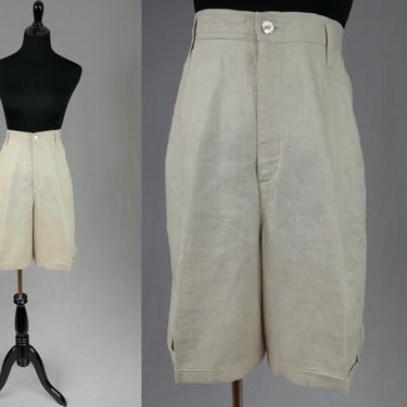 90s Pleated Linen Shorts - 29.5 waist - High Rise Waisted - First Issue - Vintage 1990s - 10