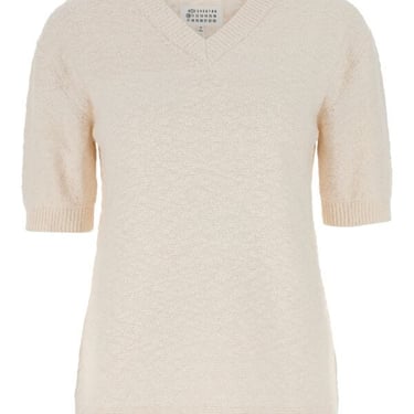 Maison Margiela Women Ivory Cotton Blend Sweater