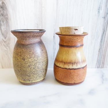 Handmade Farmhouse Jars , Vintage Ceramic Jars With Cork Lids 