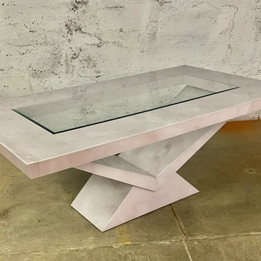Post Modern Pink Lucite Mirrored Pedestal Dining Table KARL SPRINGER CARDIN MCM