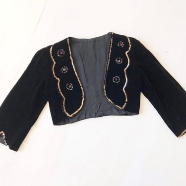 1930s Sequin + Velvet Bolero Jacket 