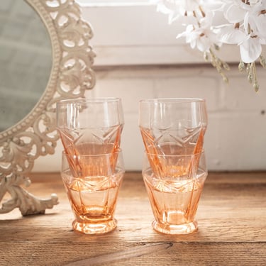 art deco french set of pink glasses