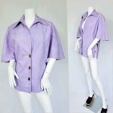 1970's Lavender Purple Ultra Suede MOD Capelet Jacket I Sz Med I Marjone 