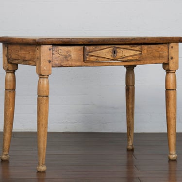 Early 19th Century Country French Provincial Oak Rustic Writing Desk or Side Table 