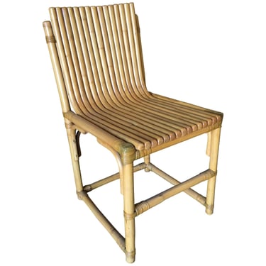 Restored Mid-century Rattan Vertically Stacked Side Chair in the Style of Paul Frankl 