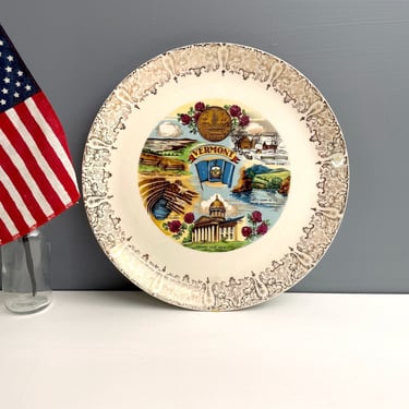 Vermont state souvenir plate - 1950s vintage 
