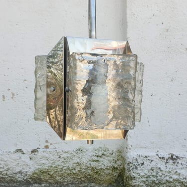 Mid Century Ceiling Lamp / Vintage Frosted Glass Ceiling Light / Italian Design / Vanity Ceiling Lamp by Hillebrand Germany / 1970 / '70s 