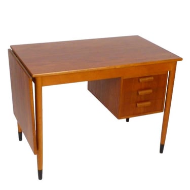 Teak Desk With Expanding top and Sliding Drawer Box