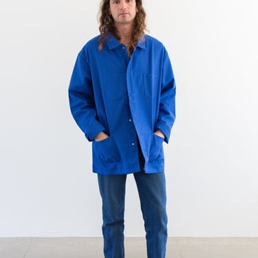 Vintage Matisse Blue Atelier Chore Coat | Unisex Bright Cotton Blend Military Utility Work Jacket | Made in Europe | XL | 