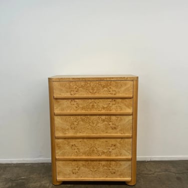 Burl wood highboy dresser by Vanleigh Furniture 