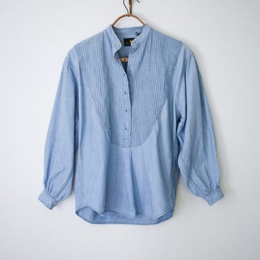 Vintage 1990s Liz Claiborne Workwear Style Chambray | M | 1980s/90s Denim Shirt | Blouse 