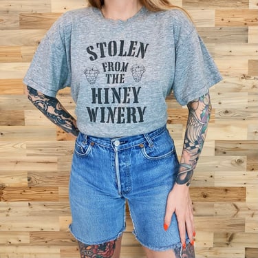 80's Vintage Soft and Thin Funny Hiney Winery Wine Retro Tee Shirt T-Shirt 