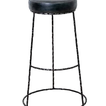 Iron and Leather Bar Stool