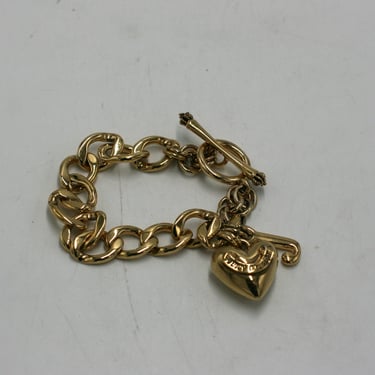 vintage Juicy Couture Gold Link Bracelet with Charms 