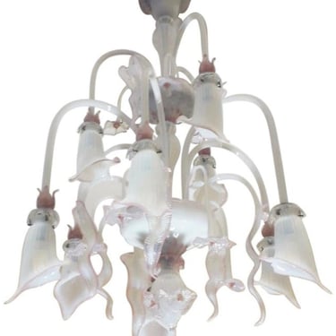 Venetian Opaline and Pink Chandelier by Galliano Ferro, Italy 1950's.