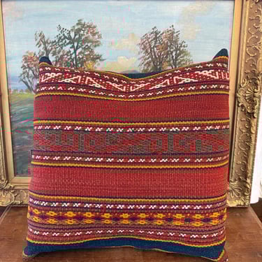 Free shipping within continental US -  Vintage Traditional Woven Mini Pillow Charactestic of Folk and Ethnic Textiles 