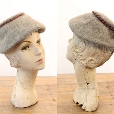 1940s mohair hat | braided trim | heater gray 