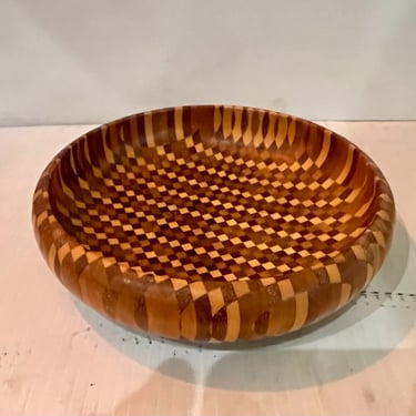 American Mid Century Hand Turned Multiwood Catch It All Decorative Bowl