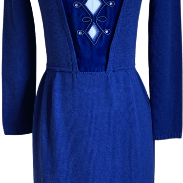 80s Knit Velvet Mesh Cutout Embellished Power Dress By St. John by Marie Gray