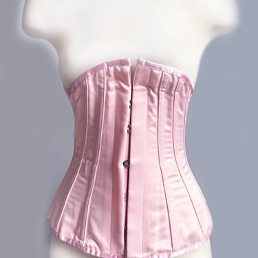 Vintage Pink Boned Heavy Corset Made in England Vollers Sexy Fetish Pinup Bustier Lingerie 1990's, 1980's 