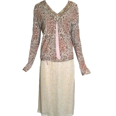 Blumarine Pink Animal Print Sequined 3-Piece Ensemble NWT