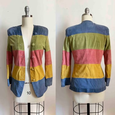 1990s Salvatore Ferragamo Rainbow Suede Jacket 