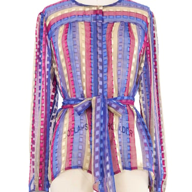 The Silk Farm Striped Metallic Chiffon Blouse