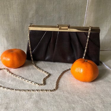 80s Jessica McClintock faux snakeskin long gold chain crossbody or clutch purse / vintage vegan leather bag faux reptile purse clutch 