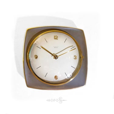 Junghans Gold Brass Wall Clock Elegant Mid-Century Germany 1950s Ultra Rare Collectors Item 