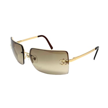 Chanel Amber Rhinestone Rimless Sunglasses