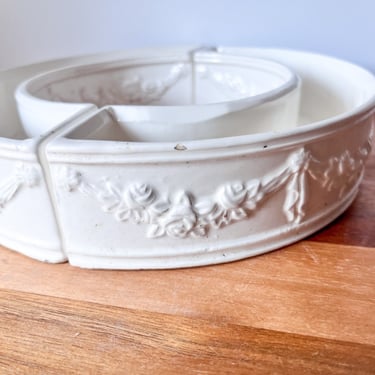 1950s White Two Piece Flower Ring.  Lenwile Ardalt Porcelain Centerpiece Set. 