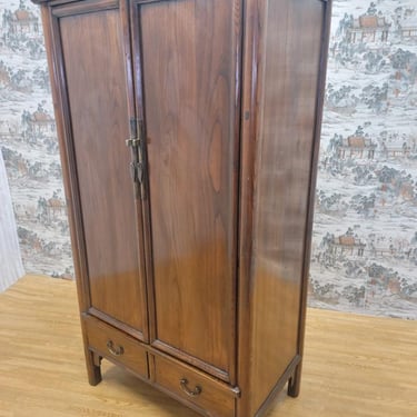 Antique Shanxi Province Tall 2 Drawer Elmwood Cabinet