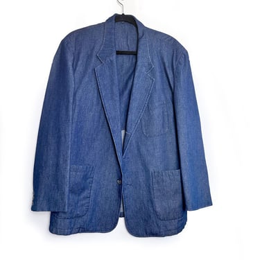 Vintage J. PETERMAN CO Blue Jean Denim, Men's Size 46, Blazer, Suit Jacket, Sport Coat, MINT 50" Chest Overcoat 