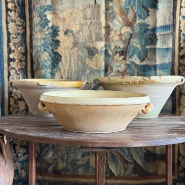 Large Antique French Dairy & Tian Bowls 