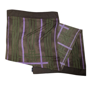 Burberry - Olive, Green, &amp; Lavender Cashmere Blend Scarf