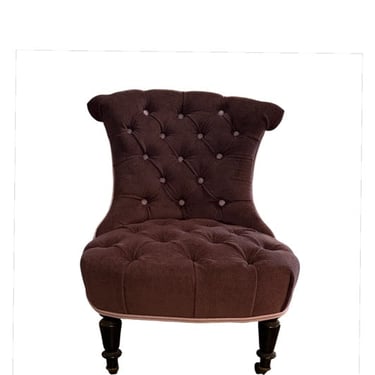 Petite Napoleon III French Tufted Chairs - Eggplant