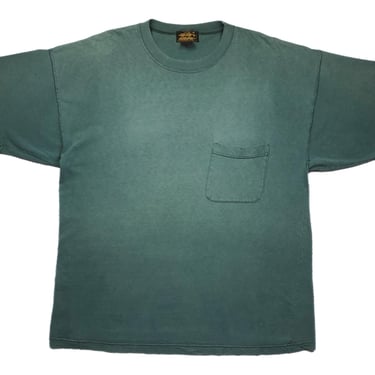 Vintage 90s Eddie Bauer Faded Green Blank Pocket T-Shirt Size XL 