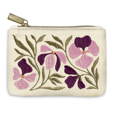 Embroidered Coin Pouch | Pansy