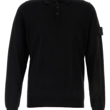 Stone Island Men Black Wool Polo Shirt