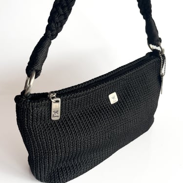 Y2K Mini Black Woven Shoulder Bag