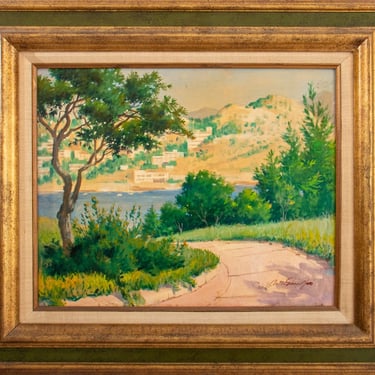 Arthur Sarnoff Grecian Landscape Acrylic on Canvas