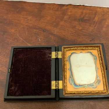 1800s Daguerreotype Photo in Original Hand Carved Box 