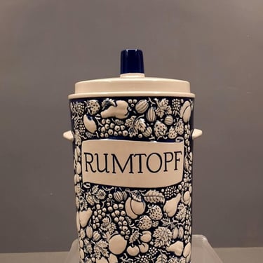 Vintage German Rumtopf Ceramic Jar, Blue and White Fruit Design, 3041/ 7 L 