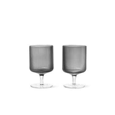 Ripple Wine Glasses, Set of 2, Smoked