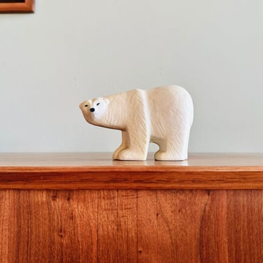 Lisa Larson polar bear figurine / 1978 "Lillskansen" Small Nordic Zoo series for Gustavsberg Sweden / Scandinavian ceramic animal 