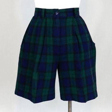 80s 90s Pleated Plaid Shorts - 24