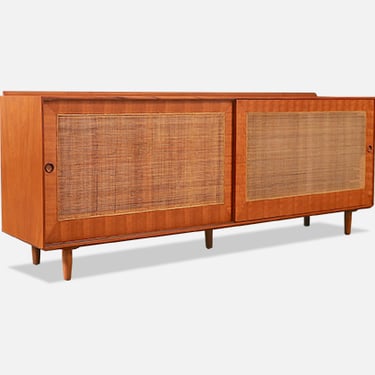 Finn Juhl Teak & Walnut Credenza with Cane Front Doors