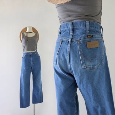 worrrn wangler jeans - 31 - vintage unisex 90s y2k western raw edge denim blue jean womens 